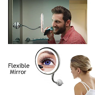Oglinda cosmetica flexibila cu LED si factor marire 10x Oglinda cosmetica flexibila cu LED si factor marire 10x