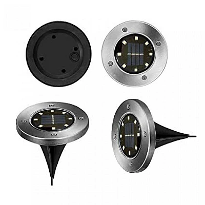 Set 4 Lampi Solare METALICE Disk Lights Argintii pentru gradina LY Set 4 Lampi Solare METALICE Disk Lights Argintii pentru gradina LY