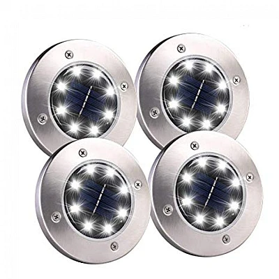Set 4 Lampi Solare METALICE Disk Lights Argintii pentru gradina LY Set 4 Lampi Solare METALICE Disk Lights Argintii pentru gradina LY