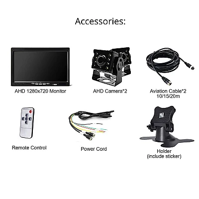 Set Monitor auto 2 camere metalice pentru tiruri autocare camioane Set Monitor auto 2 camere metalice pentru tiruri autocare camioane