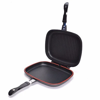 Tigaie Grill Dubla 32 cm Garnitura Silicon Maner Magnetic Tigaie Grill Dubla 32 cm Garnitura Silicon Maner Magnetic