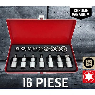 Trusa MLG-2029 16 piese chei tubulare capete biti torx Trusa MLG-2029 16 piese chei tubulare capete biti torx