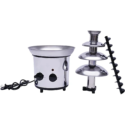 Fantana cu fondue de ciocolata 4 niveluri din orel inoxidabil Fantana cu fondue de ciocolata 4 niveluri din orel inoxidabil