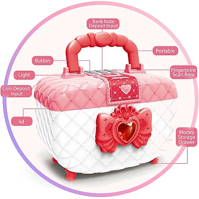 Pusculita pentru fetite tip cutie de machiaj rularea automată a banilor si cod Pusculita pentru fetite tip cutie de machiaj rularea automată a banilor si cod
