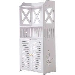 Raft de baie WPC alb Dulap 92x40x25 cm