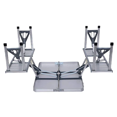 Masa de cafea 4 Scaune din aluminiu pentru camping în aer liber portabila si pliabila pentru picnic tip valiza Masa de cafea 4 Scaune din aluminiu pentru camping în aer liber portabila si pliabila pentru picnic tip valiza