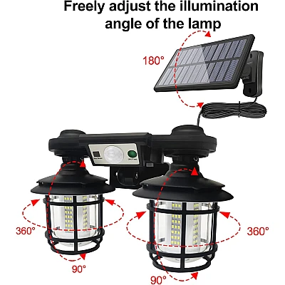 Lampa solara dubla 192 LED cu senzor miscare telecomanda si suport 30W cod JD 2216A Lampa solara dubla 192 LED cu senzor miscare telecomanda si suport 30W cod JD 2216A