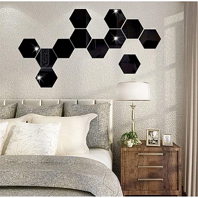 Set 12 Oglinzi Design Hexagon MARI 20x23 - Oglinzi Decorative Acrilice Cristal - Diamant - Fagure 12 bucati/set TA Set 12 Oglinzi Design Hexagon MARI 20x23 - Oglinzi Decorative Acrilice Cristal - Diamant - Fagure 12 bucati/set TA