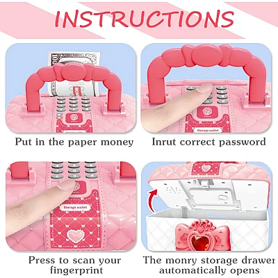 Pusculita pentru fetite tip cutie de machiaj rularea automată a banilor si cod Pusculita pentru fetite tip cutie de machiaj rularea automată a banilor si cod