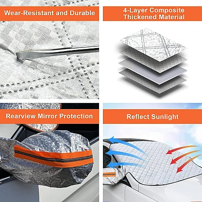 Husa Parbriz Premium cu prindere pe oglinzi si semnalizari reflectorizante 185x97cm Husa Parbriz Premium cu prindere pe oglinzi si semnalizari reflectorizante 185x97cm