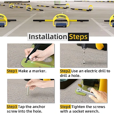 Blocator parcare automat tip bariera rabatabil functie anti furt cu alarma control de la distanta cu cheie si telecomanda Inclusa Blocator parcare automat tip bariera rabatabil functie anti furt cu alarma control de la distanta cu cheie si telecomanda Inclusa