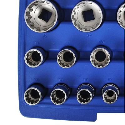 Set chei tubulare bihexagonale 19 piese Set chei tubulare bihexagonale 19 piese