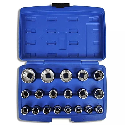 Set chei tubulare bihexagonale 19 piese Set chei tubulare bihexagonale 19 piese