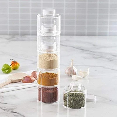 TURN condimente Spice Tower ce include 6 recipiente transparent TURN condimente Spice Tower ce include 6 recipiente transparent