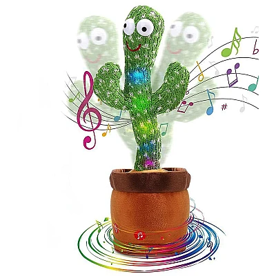 CACTUS dansator si vorbitor de plus cu LED-uri Colorate / Jucarie interactiva CACTUS dansator si vorbitor de plus cu LED-uri Colorate / Jucarie interactiva