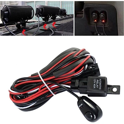 Cablaj cu releu si buton 480W 12V 40A pentru proiectoare LED sau Led Bar lungime 3m Cablaj cu releu si buton 480W 12V 40A pentru proiectoare LED sau Led Bar lungime 3m