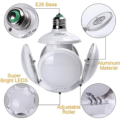 Bec LED UFO 40W 4 extensii Pliabil Ajustabil Bec LED UFO 40W 4 extensii Pliabil Ajustabil