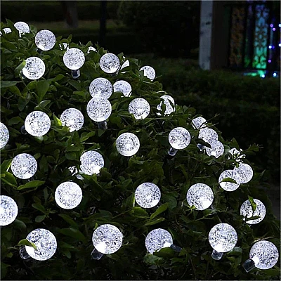 UB Ghirlanda 20m 120 LED Alb Rece Instalatie cu Globulete Cristal