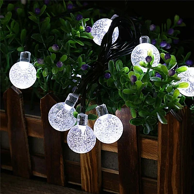 UB Ghirlanda 20m 120 LED Alb Rece Instalatie cu Globulete Cristal