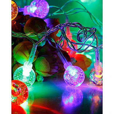 UB Ghirlanda 20m 120 LED RGB Instalatie cu Globulete Cristal Fir Alb UB Ghirlanda 20m 120 LED RGB Instalatie cu Globulete Cristal Fir Alb