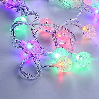 UB Ghirlanda 20m 120 LED RGB Instalatie cu Globulete Cristal Fir Alb UB Ghirlanda 20m 120 LED RGB Instalatie cu Globulete Cristal Fir Alb