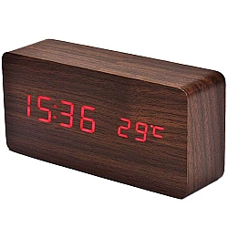 Ceas digital lemn VST-862 MARO LED cu Led ROSU Alarma si Termometru