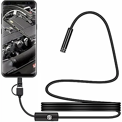 Camera Endoscop 3 in 1 USB C Android Slim pentru Inspectie Auto 5m Camera Endoscop 3 in 1 USB C Android Slim pentru Inspectie Auto 5m