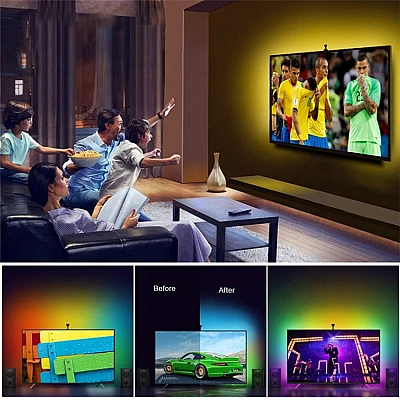 Banda LED TV 2 metri 16 Culori si Telecomanda AX Banda LED TV 2 metri 16 Culori si Telecomanda AX