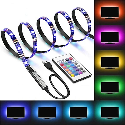 Banda LED TV 2 metri 16 Culori si Telecomanda AX Banda LED TV 2 metri 16 Culori si Telecomanda AX