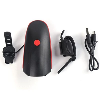 Kit 7588 lanterna pentru bicicletă cu Claxon reincarcabil prin USB Kit 7588 lanterna pentru bicicletă cu Claxon reincarcabil prin USB