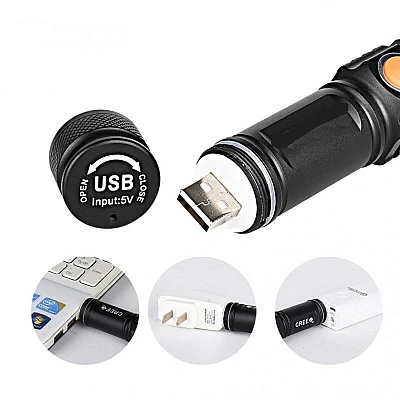 Lanterna de Mana Mini ST 515/616 LED T6 Zoom si Incarcare Directa USB Lanterna de Mana Mini ST 515/616 LED T6 Zoom si Incarcare Directa USB