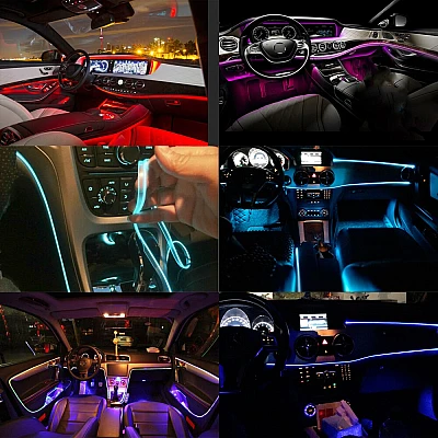 Lumini Ambientale Auto Bluetooth cu LED 6M Fibra Optica 5 Capete Controlabile cu Aplicatie Lotus Lantern Lumini Ambientale Auto Bluetooth cu LED 6M Fibra Optica 5 Capete Controlabile cu Aplicatie Lotus Lantern