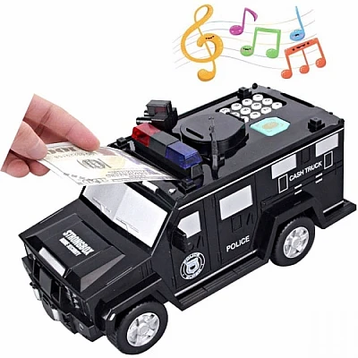 Pusculita Masina Politie Blindata cu PIN si Lumini electronica Pusculita Masina Politie Blindata cu PIN si Lumini electronica