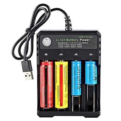 Incarcator MS-5D84A4 Acumulatori 4.2V Li-Ion 18650 cu 4 Porturi la USB AX