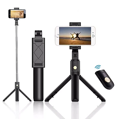Selfie Stick Trepied Wireless K07 ALB cu Telecomanda Selfie Stick Trepied Wireless K07 ALB cu Telecomanda