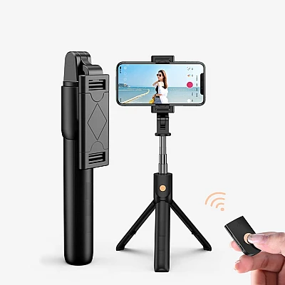 Selfie Stick Trepied Wireless K07 ALB cu Telecomanda Selfie Stick Trepied Wireless K07 ALB cu Telecomanda