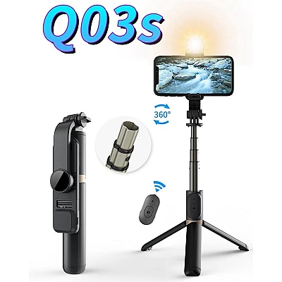 Selfie Stick Trepied cu Lumina Led Q03s Selfie Stick Trepied cu Lumina Led Q03s