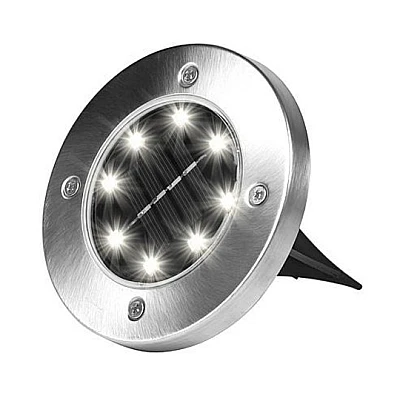 Set 4 Lampi Solare METALICE Argintii Disk Lights pentru gradina AX Set 4 Lampi Solare METALICE Argintii Disk Lights pentru gradina AX