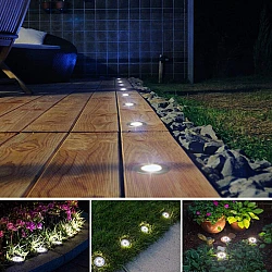 Set 4 Lampi Solare METALICE Argintii Disk Lights pentru gradina AX Set 4 Lampi Solare METALICE Argintii Disk Lights pentru gradina AX