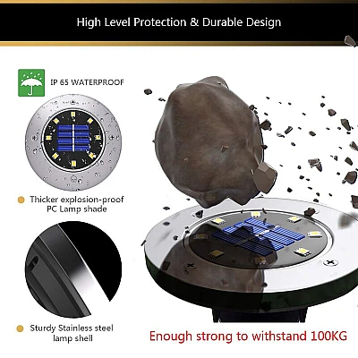 Set 4 Lampi Solare METALICE Argintii Disk Lights pentru gradina AX Set 4 Lampi Solare METALICE Argintii Disk Lights pentru gradina AX