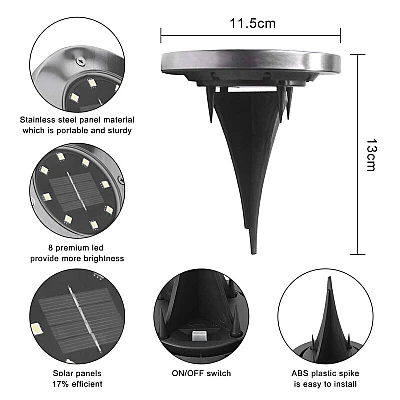 Set 4 Lampi Solare METALICE Argintii Disk Lights pentru gradina AX Set 4 Lampi Solare METALICE Argintii Disk Lights pentru gradina AX