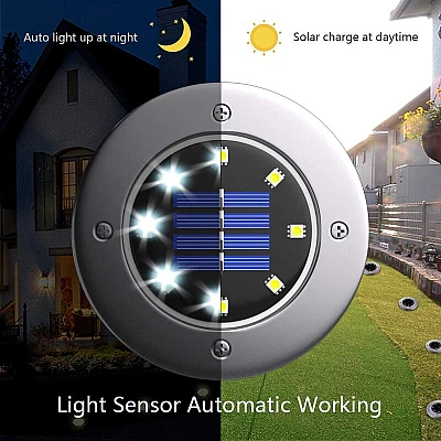 Set 4 Lampi Solare METALICE Argintii Disk Lights pentru gradina AX Set 4 Lampi Solare METALICE Argintii Disk Lights pentru gradina AX