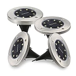 Set 4 Lampi Solare METALICE Disk Lights Argintii  pentru gradina LY