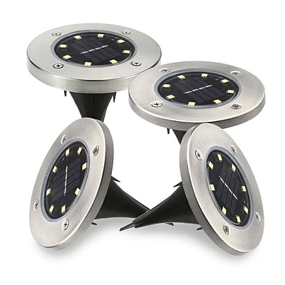 Set 4 Lampi Solare METALICE Disk Lights Argintii pentru gradina LY Set 4 Lampi Solare METALICE Disk Lights Argintii pentru gradina LY