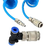 Set pistol de suflat aer  furtun spirala de 5 m T de conectare camion Set pistol de suflat aer  furtun spirala de 5 m T de conectare camion