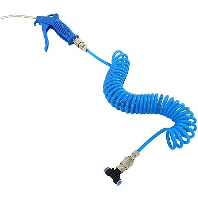 Set pistol de suflat aer furtun spirala de 5 m T de conectare camion Set pistol de suflat aer furtun spirala de 5 m T de conectare camion