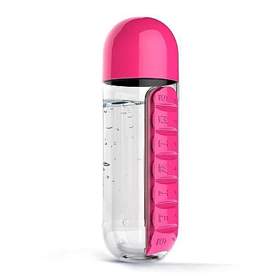 Sticla de apa Pill & Vitamin Water Bottle 600 ml cu distribuitor pentru medicamente Sticla de apa Pill & Vitamin Water Bottle 600 ml cu distribuitor pentru medicamente