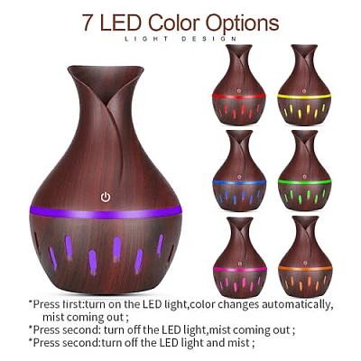 Umidificator de Aer 130ml LED LIGHT WOOD HUS 02-5 Difuzor Umidificator de Aer 130ml LED LIGHT WOOD HUS 02-5 Difuzor