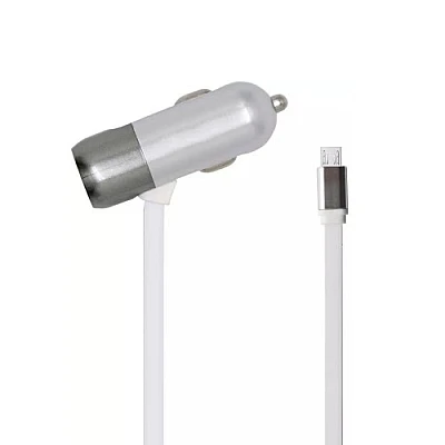 Încărcător auto 3in1 cu cablu micro USB încorporat 4.2A Argintiu Încărcător auto 3in1 cu cablu micro USB încorporat 4.2A Argintiu