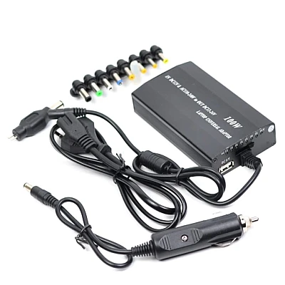 Incarcator Laptop Auto + Priza cu 8 MUFE Universale 12v / 220v Incarcator Laptop Auto + Priza cu 8 MUFE Universale 12v / 220v
